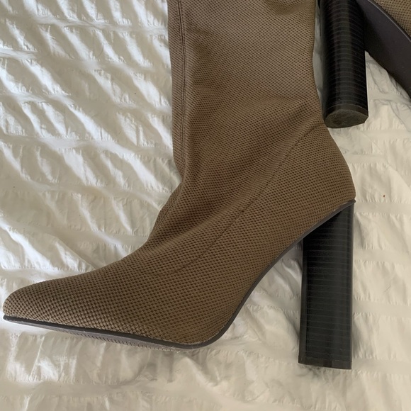 Qupid Parma Khaki stretch high heel boots size 9 - Picture 7 of 15